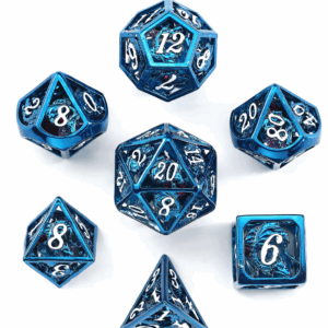 Hymgho Hollow Metal Dragon Blue And White Dice