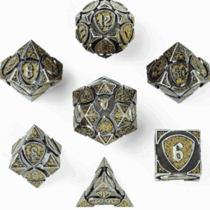 Hymgho Fighter Rpg Ancient Silver W Yellow Glitter Dice