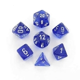 Chessex Translucent Blue/White Polyhedral 7-Die Set